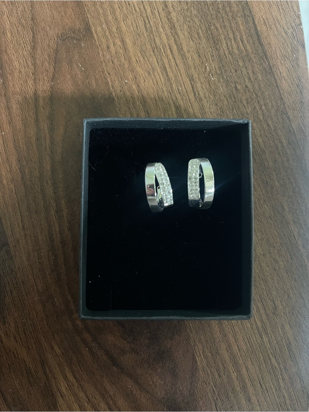 Sterling Silver Pavé Hoop Earrings - Silver